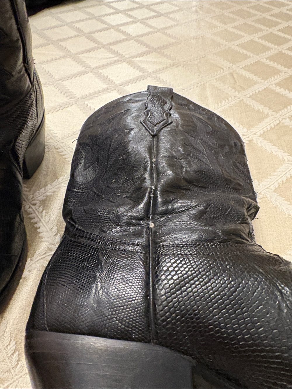 Dan Post Ladies Black Exotic Teju Lizard Western Cowboy Boots